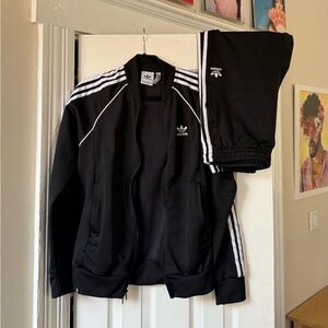 adidas Black Track Jacket with White Three-Stripes